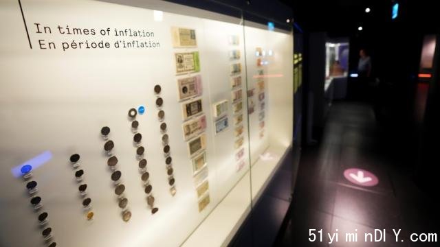 A display on inflation shows old currencies at the Bank of Canada museum in Ottawa on Wednesday, July 12, 2023. (THE CANADIAN PRESS/Sean Kilpatrick)