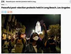 洛杉矶长滩爆发和平抗议活动 组织者：要求总统