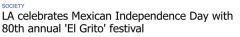 洛杉矶以第80届“El Grito”节庆祝墨西哥独立日