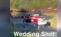 救火！直升机闯入新人婚礼上,高尔夫场池塘给油