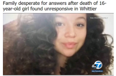 南加州16岁女孩神秘死亡,家人绝望难讨说法