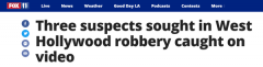 3名劫匪当街抢钱,西好莱坞深夜又发劫案！