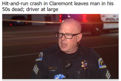突发！加州克莱蒙特司机肇事逃逸 行人死亡