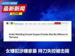 托伦斯警察击毙一名持刀&amp;quot;失控&amp;quot;女嫌