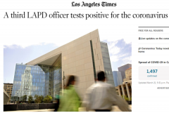 第三名LAPD官员确诊！曾在洛杉矶市中心巡逻！