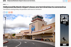受新冠影响 好莱坞伯班克机场B航班楼暂时关闭