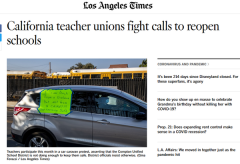 加州教师工会反对学校复课：我想站在孩子面前