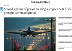 洛杉矶国际机场再次发现背着喷气背包飞行的人
