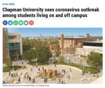 查普曼大学出现新冠疫情,校内外学生均有确诊