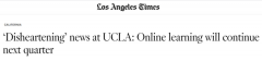 UCLA宣布：冬季学期将继续进行线上授课
