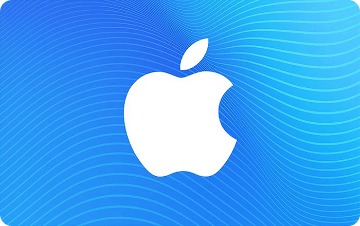 App Store 与 iTunes 充值卡显示了白色的 Apple 标志,背景为蓝色。