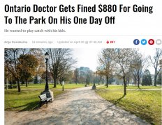 银行禁入公园被罚 加国抗疫医生哭