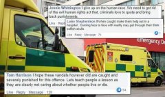 丧心病狂！疫情肆虐，英国暴徒却割破6辆救护车