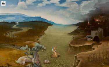 WWF版本的《冥河渡神卡隆》，风景画，1515年，帕蒂尼尔