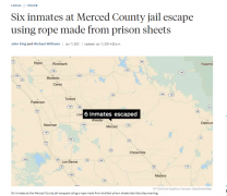 加州默塞德六名囚犯用床单做成的绳索越狱