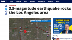 洛杉矶地区突发3.5级地震 多地居民有震感
