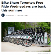免费用车！多伦多7月起每周三免费骑共享单车！