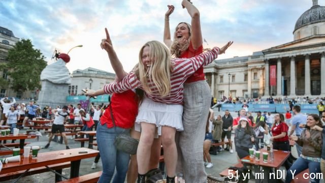 Fans celebrate in London during the European Cup Fans celebrate in London during the European Cup