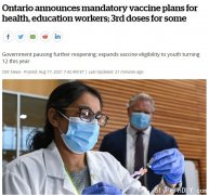 疫情反复!安省宣布强制性疫苗计划