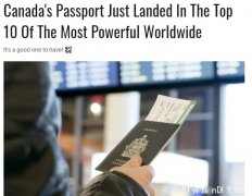 全球护照排名top10 加拿大排第八
