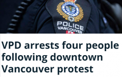温哥华市中心抗议中警方逮捕四人