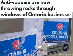 安省反疫苗暴力升級 店鋪被石頭砸