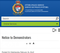 渥太华警方发清场通知 游行要完?
