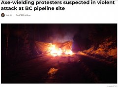 抗議延燒BC抗議者持斧頭暴力破壞