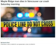 溫哥華今早慘烈車禍 一名男子喪生