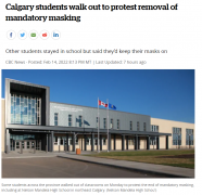 加拿大100名学生外出抗议！不满政府撤销学校口罩令