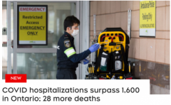 安省住院超过1600人死亡28例 &quot;有必要&quot;延口罩令