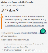 从中国递交加拿大旅游签证审批时间降至47天！