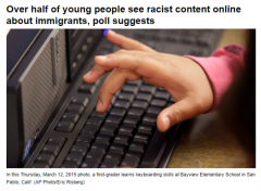 调查显示，超半数的年轻人在网上看到针对移民的种族歧视和仇恨
