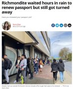 列治文华人冒雨排队3小时更新护照 刚进门就被赶出