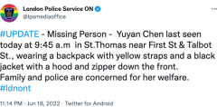 好消息！安省24岁华裔女学生失踪3天后安全找回