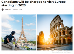 欧盟宣布，加拿大旅客以后去欧洲要额外付费？