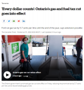 油价要降了！安大略省的汽油和燃料税减免生效！