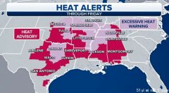 热浪周末袭南部中南部16州 多地气温破百 6500万人受暑