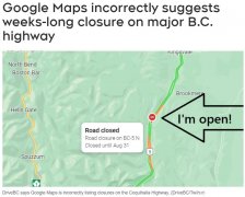 BC交通厅连续警告:别太信谷歌地图