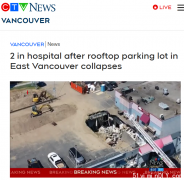 加拿大卑诗省屋顶停车场塌陷！2人送院8人获救
