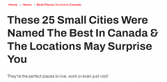 加拿大这25个小城被评为加拿大最宜居小城市！