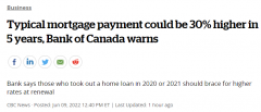 加拿大央行警告：成本将再增30%，加拿大房价连续快速下跌！