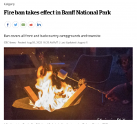 班芙国家公园全境禁明火违者将被罚款$25000！