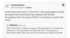 【提提你】【机场网络中断搞到CATSA】旅客要腾出更多时办理跨境手续(图)