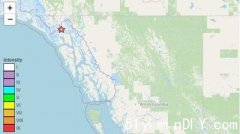 卑诗省与阿拉斯加交界处不远昨晚发生两次地震(图)
