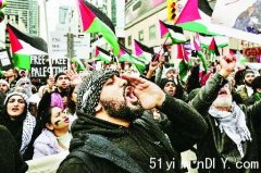 数千人市中心示威游行 挺巴勒斯坦吁加沙停火(图)