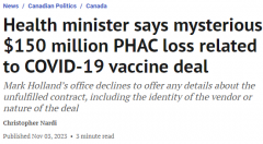 加拿大卫生部神秘合同损失1.5亿元！严重浪费！