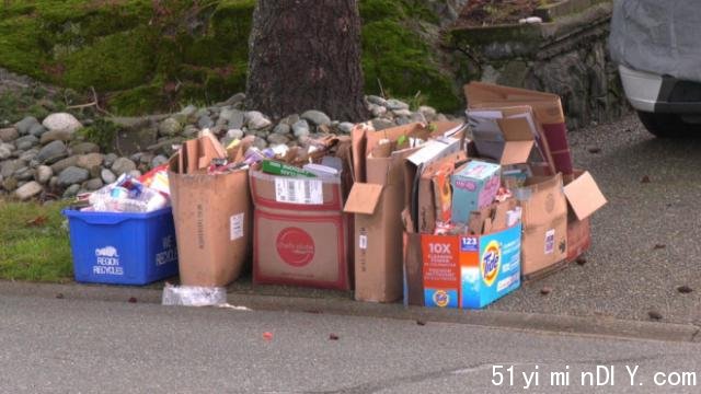 Recycling ready for pickup in front of a residence in Greater Victoria. (File Photo)
